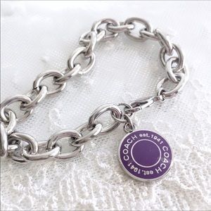Coach Purple Logo Snap Charm Bracelet